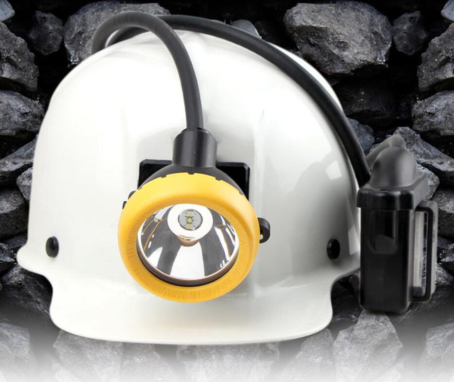 Wisdom KL8M Miners Lamp on safety helmet