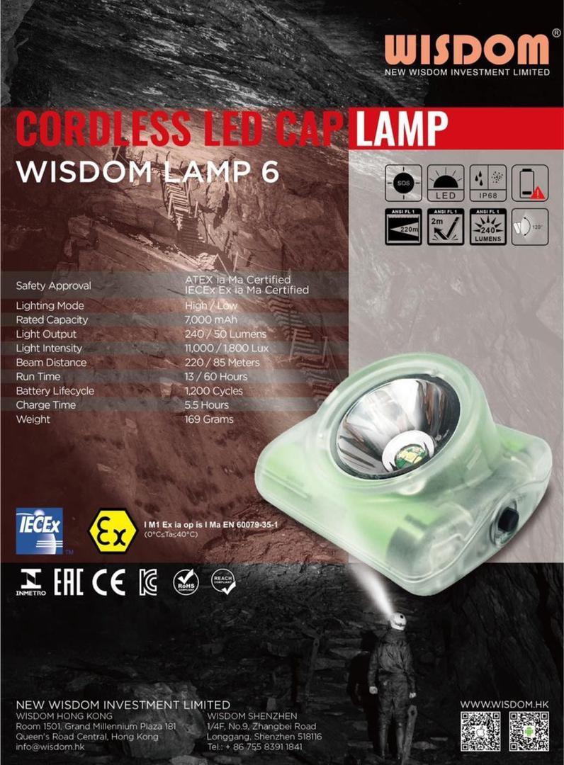 Wisdom 6A Cordless Cap Lamp - ATEX M1 Certified Mining Light - Perfect Image
