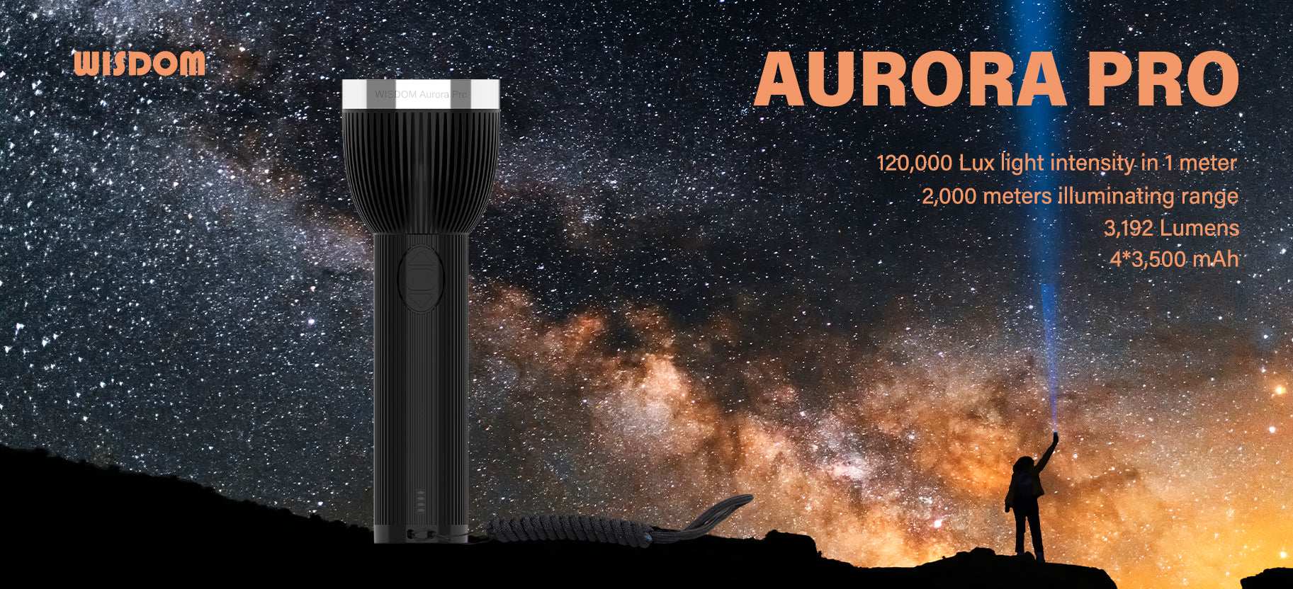 Wisdom Aurora Pro Flashlight used in outdoor night environment